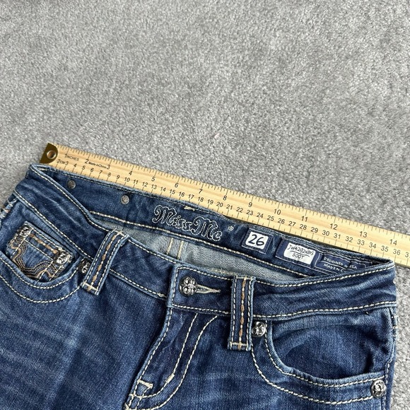 Miss Me Jeans Women's 28" Blue Boot Cut Cow Print Western Preppy Y2K Skater 2000 - Picture 7 of 9